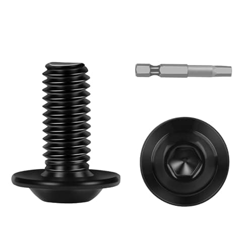 Etauwe 25-Piece M6-1.0 x 10mm Flange Button Head Screws - Black 304 Stainless Steel Socket Head Screws, Allen Hex Drive & Bit Included, Full Thread Machine Bolts