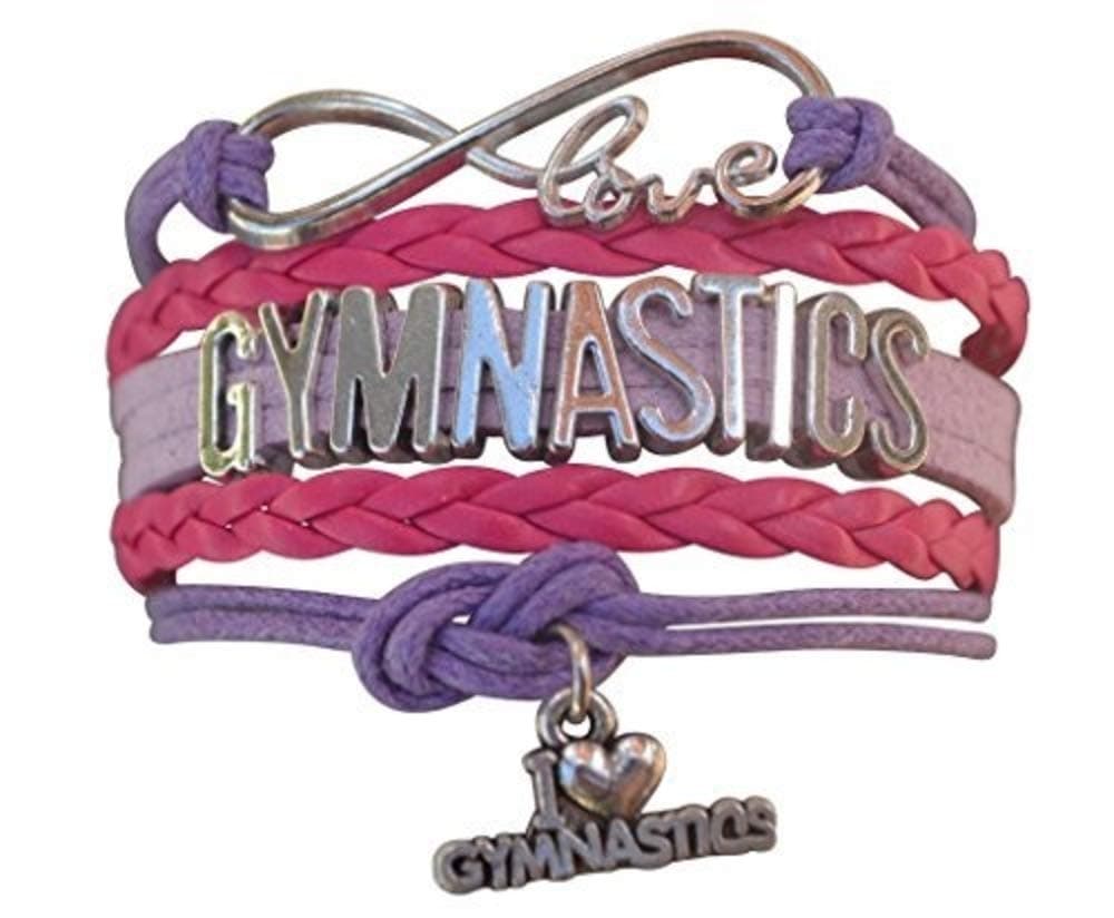 Gymnastics Bracelet, Gymnastics Jewelry, Pink Purple Infinity Love Charm Bracelet - Gift For Gymnasts