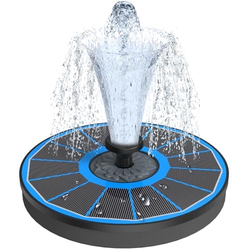 Yzert Solar Fountain for Bird Bath Direct Sunlight High Efficiency 3.5W Glass Panel Solar Water Fountain Outdoor Garden Flower (Blue)