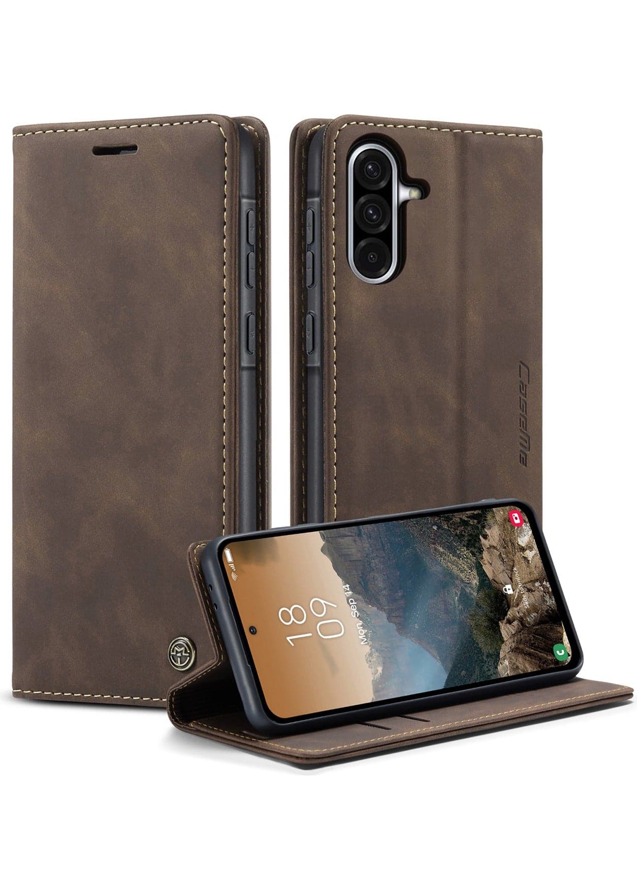 For Samsung Galaxy A56 Cover, Soft PU Leather Shockproof Mobile Phone Wallet Case, Full Body Protective Flip Cover Magnetic Adsorption Back Cover