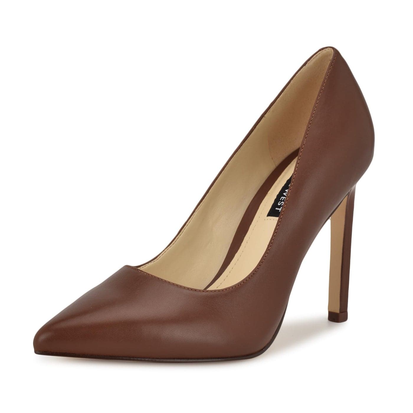 Nine West Womens Tatiana Pump Medium Brown Leather 210 10