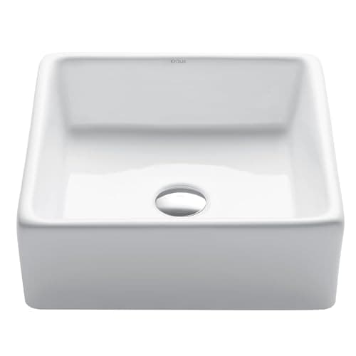 Kraus KCV-120 Square Ceramic Bathroom Sink, White