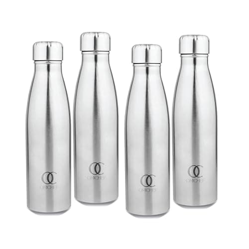 Omichef Ozone Stainless Steel 1000ML Single Walled & Fridge Water Bottle Ideal For Yoga/Gym/Sports/Home/Office And BPA Free & Leak-Proof (Pack of 4)