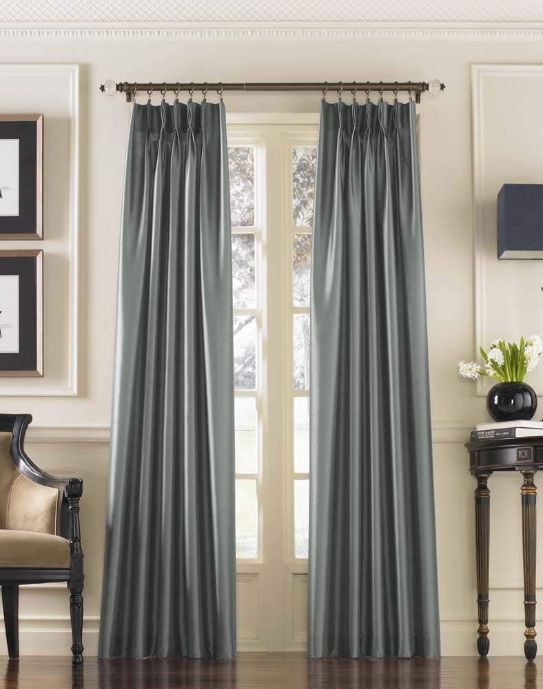 Curtainworks Marquee Faux Silk Pinch Pleat Curtain 1 Panel 30 by 120 Teal