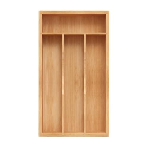 BEKVEM Small Silverware Organizer, Bamboo Kitchen Drawer Organizer, Utensil Holder, Cutlery Tray & Spoon Flatware Storage with Grooved Drawer Dividers