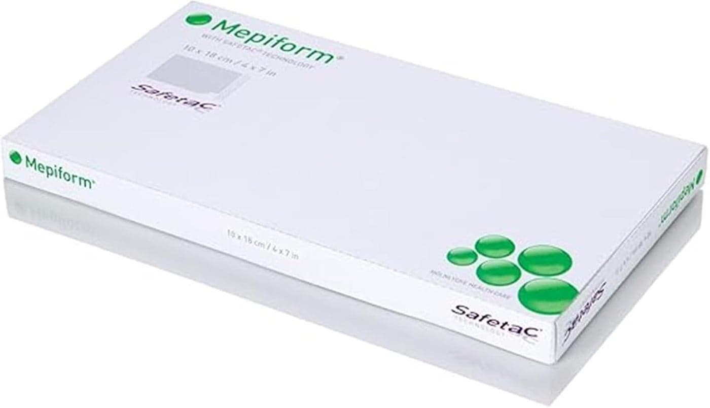 Molnlycke Mepiform with Safetac Technology 4x7 5 Count Self Adherent Soft Silicone Sheeting for Scar Reduction