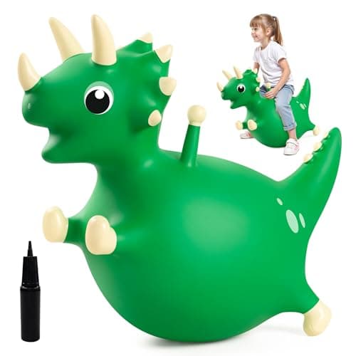 EVERICH TOY Bouncy Dinosaur Hopping Toy Bouncy Horse Animals Ride on Outdoor Inflatable Bouncer Birthday Gifts for Boys Girls 4 5 6 7 8 Years Old Toddler