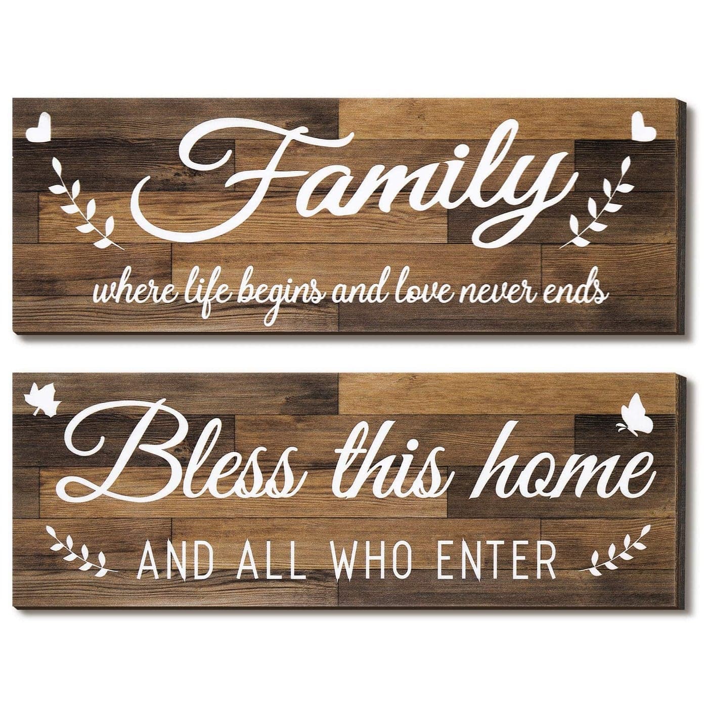 Jetec Wooden Family Signs Rustic Bless This Home Wall Decor Wood Family Decor Wall Art Farmhouse Entryway Sign Home Decoration for Bedroom Living Room Office Home Decor 138 x 47 Inch Brown