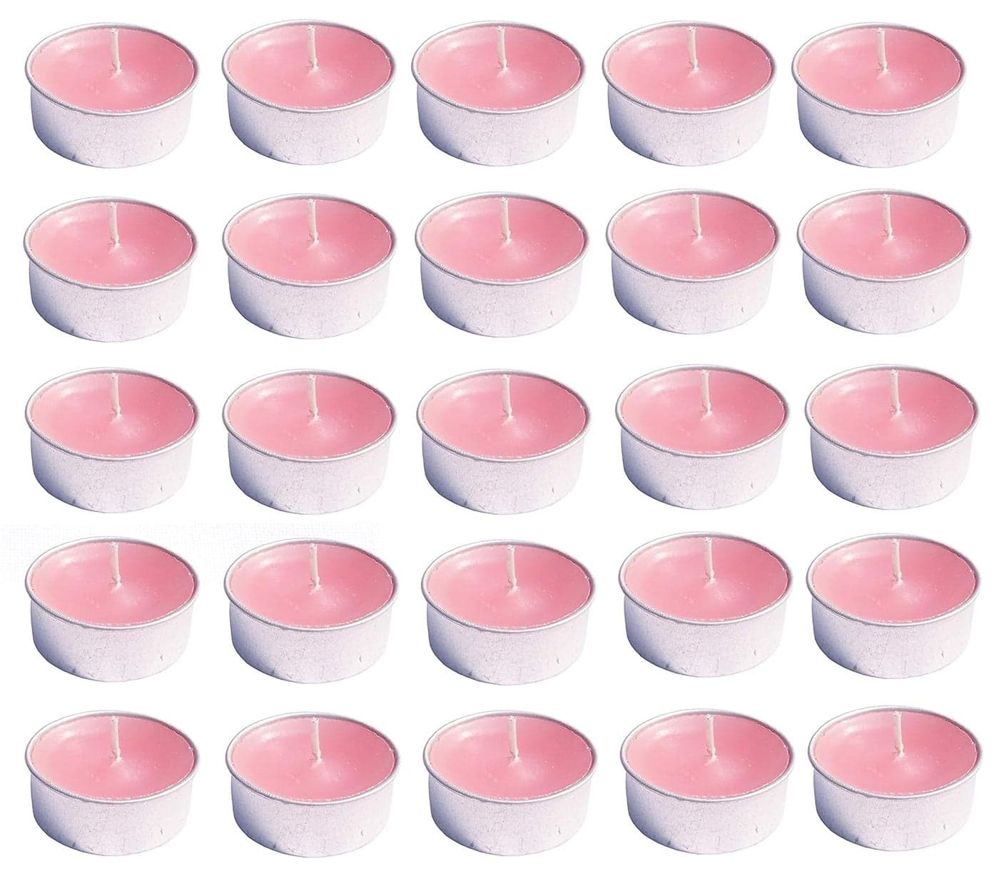 Pure Indian Candle Handmade Paraffin Wax Scented Tea Light Candle Pink Rose Fragrance Burn time 4hrs Each PC003 Set of 25 pcs