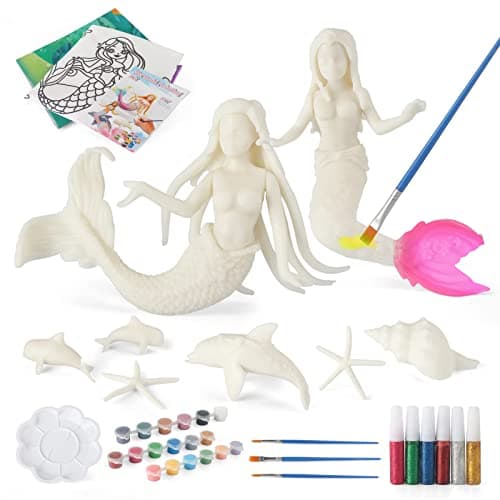 BESTYMXY Mermaid Toys Painting Kit Mermaid Paint Kit Kids Art Set DIY Mermaid Paint Arts Crafts Set Mermaid Toys for Girls
