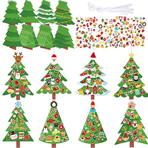 Yinder 48 Pieces Christmas Tree Craft Kit Make Your Own Sticker Ornament DIY Christmas Tree Ornament Kit Self Adhesive Sticker Sheet for Party Home Activity