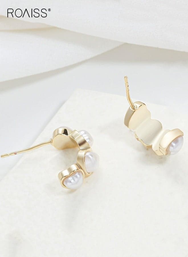 New Heart Shaped Pearl Hoop Earrings Popular Light Luxury Niche Design High End Stud Earrings for Women Geometric Ear Accessories