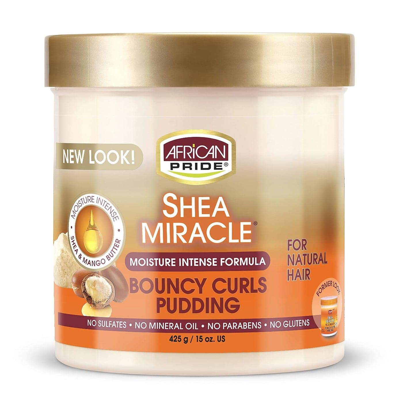 African Pride Shea Miracle Bouncy Curls Pudding Contains Shea African Mango Butter to Define Curls Coils Tame Hair Frizz 15 Oz