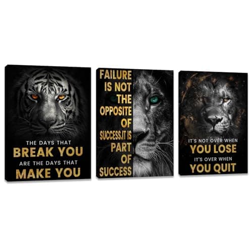 Inspirational Motivational Posters - Framed Canvas Art Set for Office, Living Room, Bedroom - (36''W x 16''H)