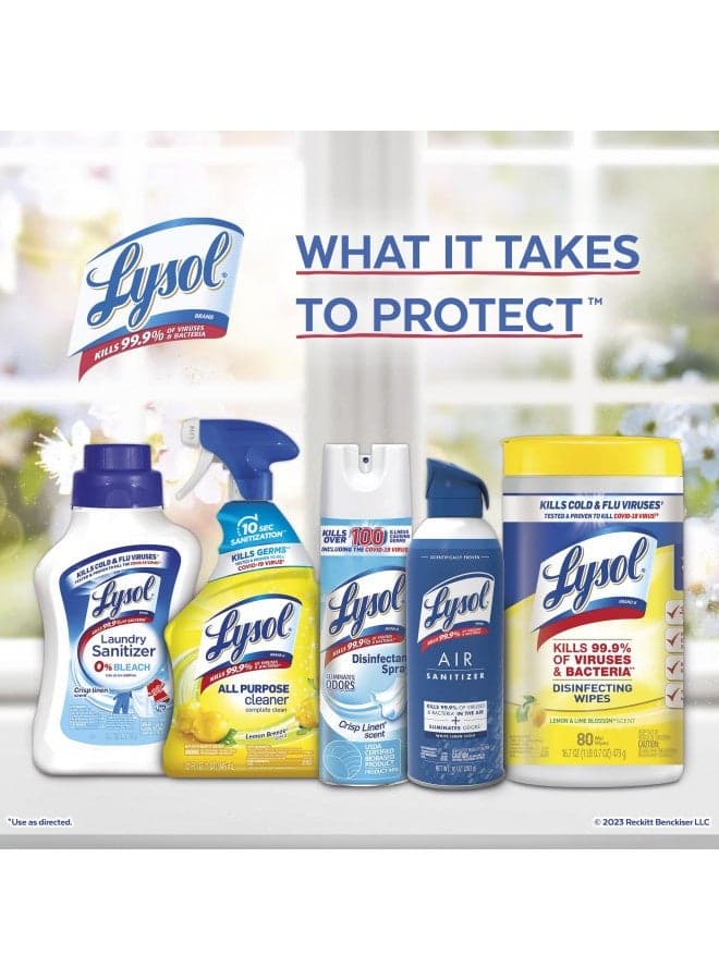 Lysol Disinfectant Wipes, Multi-Surface Antibacterial Cleaning Wipes, For Disinfecting And Cleaning, Lemon And Lime Blossom, 80 Count (Pack Of 3)