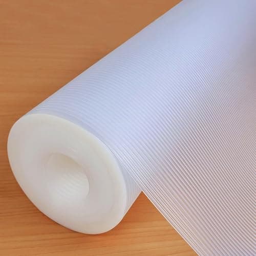 Hersvin Shelf Liners 20 in x 20 ft EVA Drawer Mats NonAdhesive Cupboard Protector Kitchen Cabinet Lining Fridge Liner Clear Stripe 508x610cm