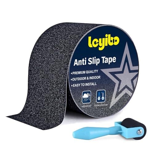 Leyibo Anti Slip Tape, 4 Inch x 35 Ft Grip Tape for Stairs Outdoor/Indoor, Waterproof Non Skid Roll for Stair Treads Non Slip, High Traction Friction Abrasive Adhesive Stair Steps - Black