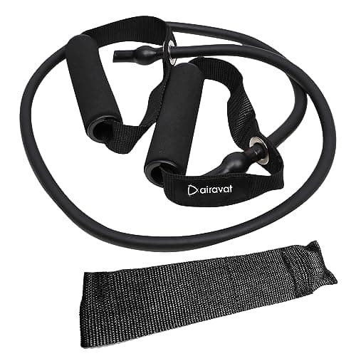 Airavat 4501 Natural Latex Level-1 Exercise Tube with Foam Handle (Black)