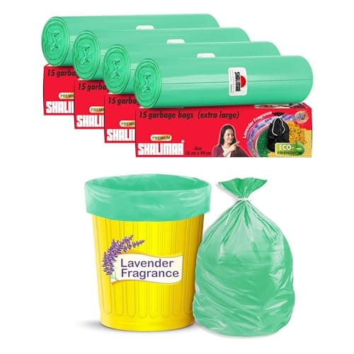 Shalimar Premium (Lavender Fragrance) Scented Garbage Bags | Extra large 30 X 37 Inches | 60 Bags (15 Bags X 4 Rolls) | Dustbin Bag/Trash Bag | (Green) - Perforated Box for Easy Dispensing