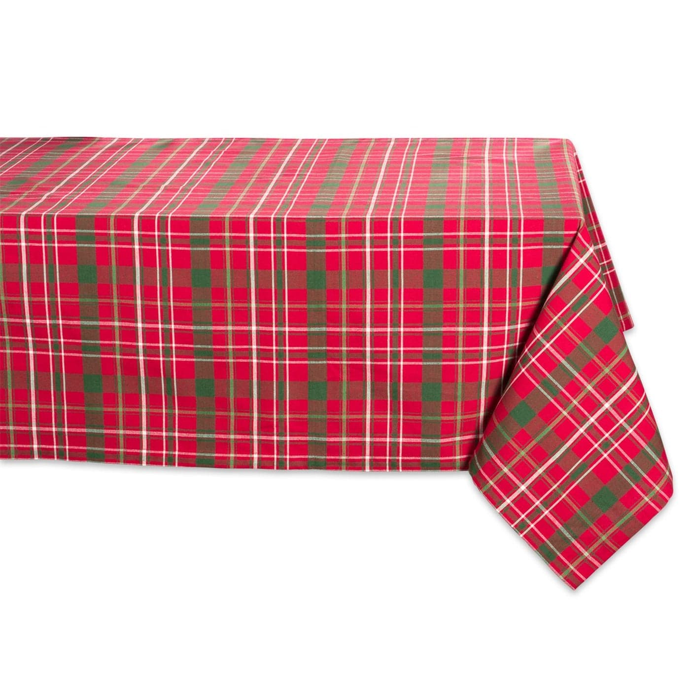 DII Holiday Dining Table Linen Collection Tartan Holly Plaid Square Christmas Tablecloth 52x52 Red Green