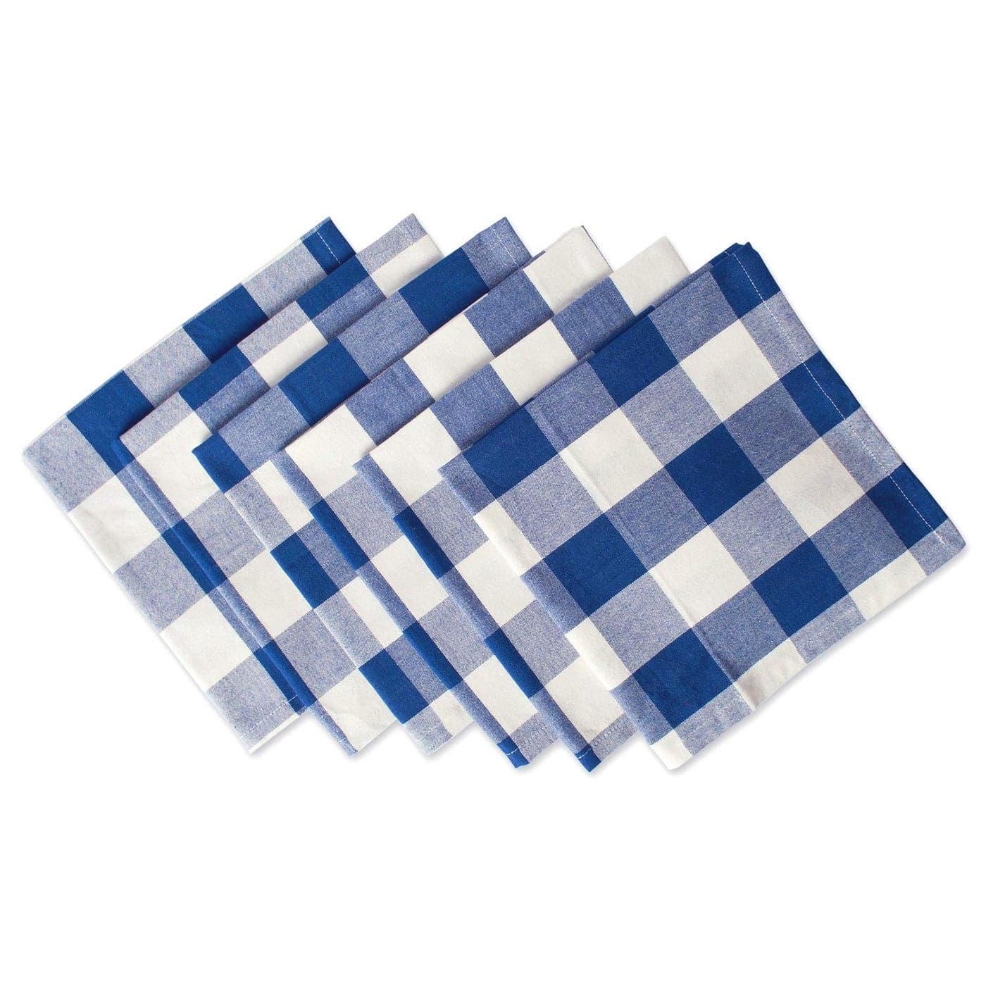 Set of 6 Cotton Buffalo Check Cloth Table Napkin for Everyday PlaceSettings, Farmhouse Decor, Family Dinners, BBQ's, and Holidays ( Size : 17X17 Inch | ( 43 CM Square ) |Set of 6 Colour : BLUE And WHITE)