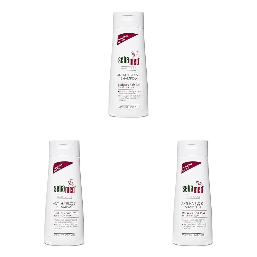 Sebamed Anti Hairloss Shampoo 200Ml Ph 55 Reduces Hairloss Caffeine Gingko Biloba All Hair Types Pack of 3