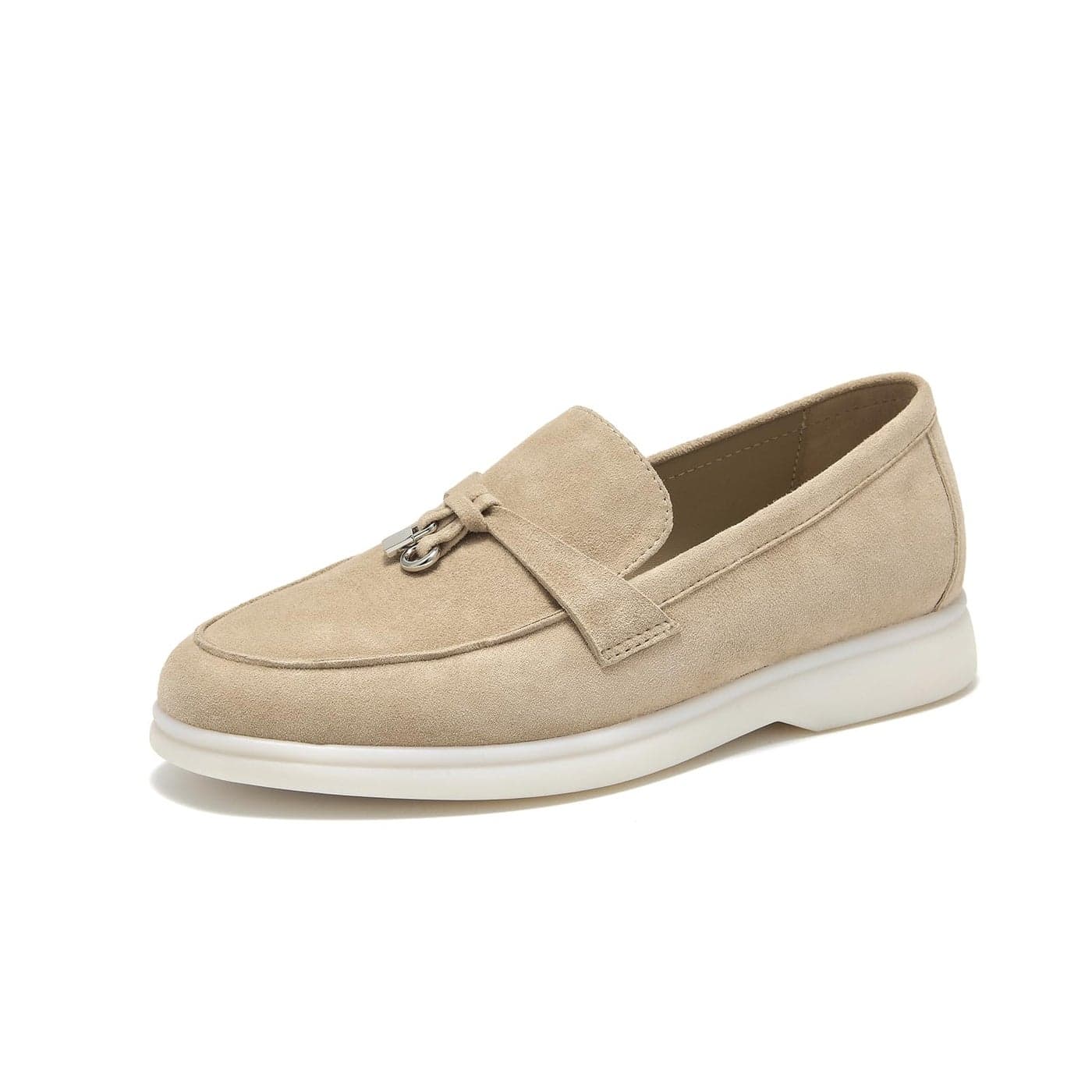 BEAU TODAY Suede Loafers Flats for Women Womens Slip On Penny Loafers Leather Driving Comfortable Dress Ladies Loafers Casual Office Work Shoes Beige US 10