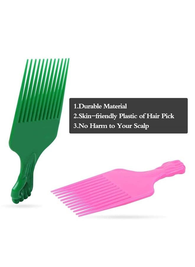 Hair Pick Comb, Fist Hair Picks for Afro Hair, Plastic 6.5 inch Afro Picks for Women and Men, Lift Hair Pick for Curly Hair, Rainbow Set (6 PCS)