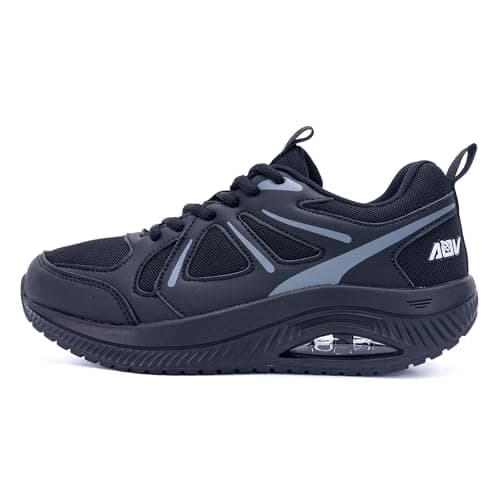 AOV Wide Walking Shoes for Women Arch Support Plantar Fasciitis Tennis Sneakers Wide Toe Box Orthotic Shoes Size 7 Black