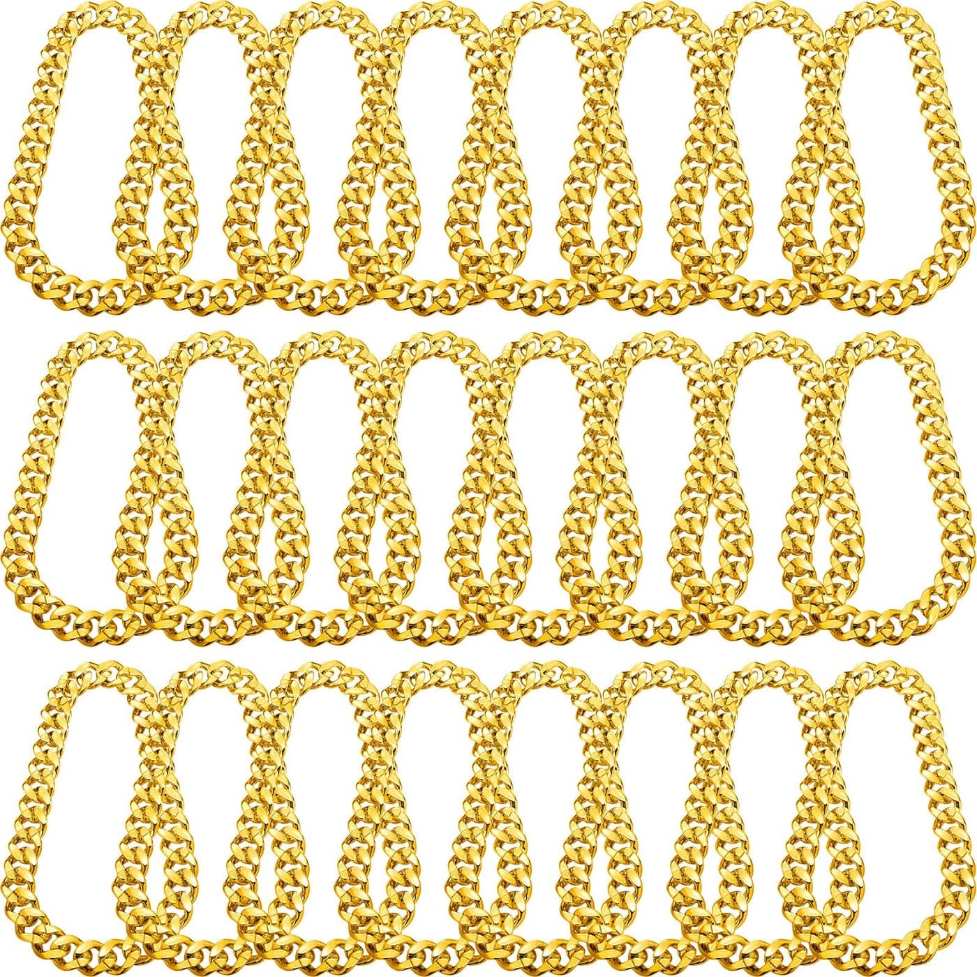 Inbagi 24 Pcs Fake Chains Bulk 32 Inch Big Rapper Chains for Men Women Chunky Plastic Necklace Costume Accessory for 80s 90s Hip Hop Party Halloween Dress Up