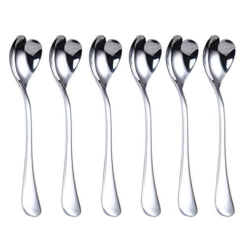 Mini Coffee Spoons, Demitasse Spoon, heart shaped, 4.9-inch18/10 Stainless Steel Spoons Set, set of 6