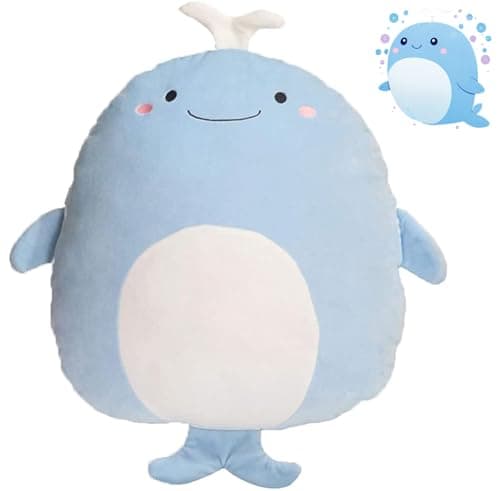 CASAGOOD Soft Flat Whale Plush Hugging Pillow Cute Blue Whale Stuffed Animal Plushies Toys Kids Anime Cushion for Birthday Valentines Day Christmas165 Inch