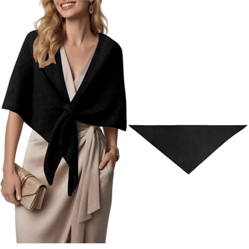 Xfopz Winter Shawl Wraps Women Knitted Shawls and Wraps Cardigan Cape Wool Cashmere Shoulder Top Sweater Scarf, Ponchos for women, Pashmina womens shawl (Black)