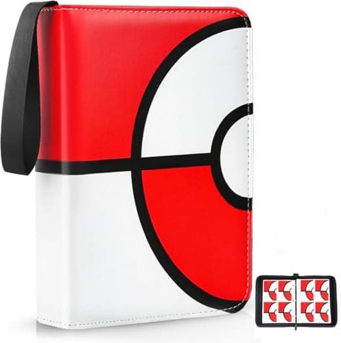Card Binder 4 Pocket Trading Card Holder Fits 400 Cards with 50 Removable Sleeves Large Capacity Waterproof Zipper Album Holder for Trading Card Collector Portable Collection Card Album for Cards