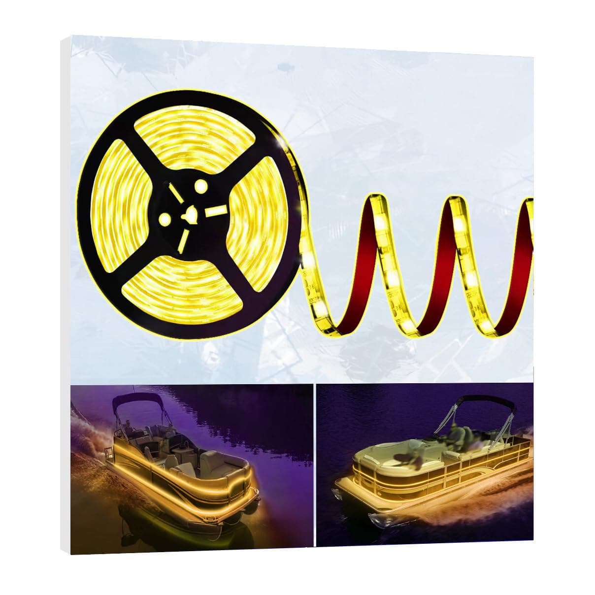 HOKIION Pontoon Led Boat Lights 12V 20FT Marine Led Strip Lights Waterproof Boat Interior Light Boat Deck Light Night Fishing Lighting with and Extension Cable for Boats Amber
