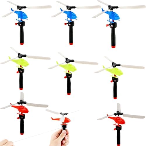 12 Pack Flying Toy Hand Helicopter Flying Planes Toys Plastic Flying Helicopter Airplane Toys for Kids Outdoor Party Favors Classroom Prizes Birthday Gift, Random Color