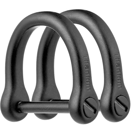 FEGVE Key Rings with Screw Shackle Heavy Duty Strong Titanium D Rings Car Fob Key Chain Holder 23 Inch16mm Black 2 Pack
