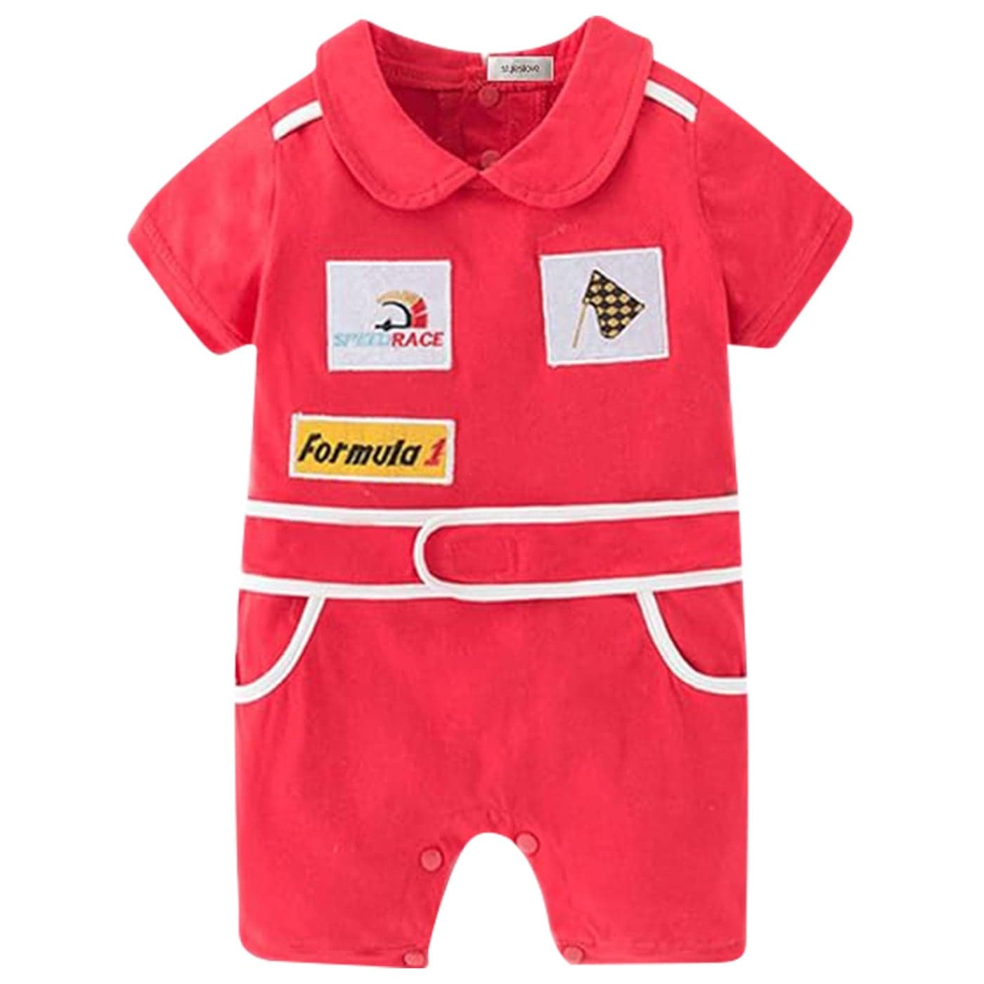 stylesilove Baby Boy Car Racer Romper Cotton Short Sleeve Outfit for Birthday Halloween Toddler Clothes Red 1218 Months