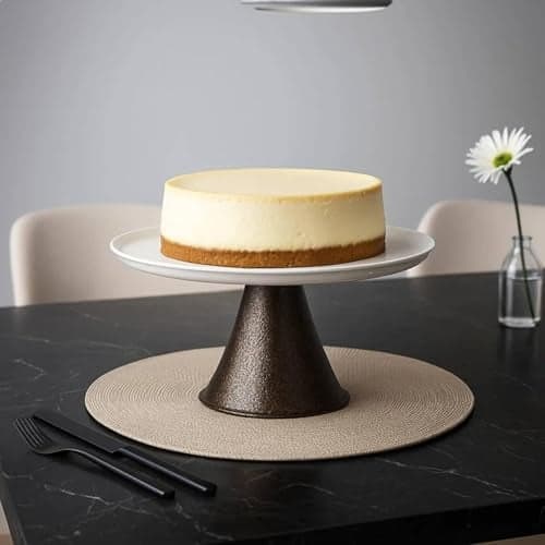 Elan Cake Stand with Cake Server,Cupcake Stand for Party, Metal, Round (Tall - Off-White)