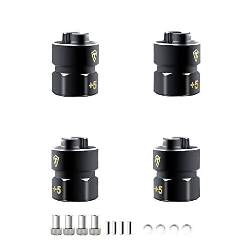 Treal Brass Extended Hex Hubs Wheel Spacers for SCX24 Bronco Gladiator C10 Deadbolt Betty Upgrades +5mm Black