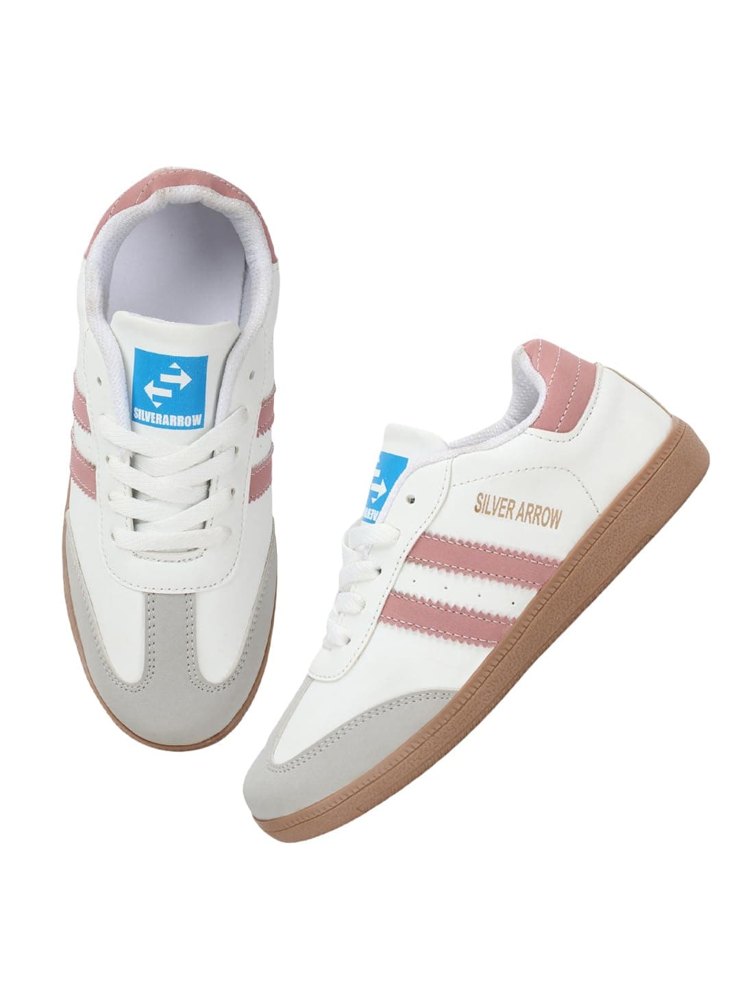 SilverArrow Women's Drift Sneakers, White Pink, 6