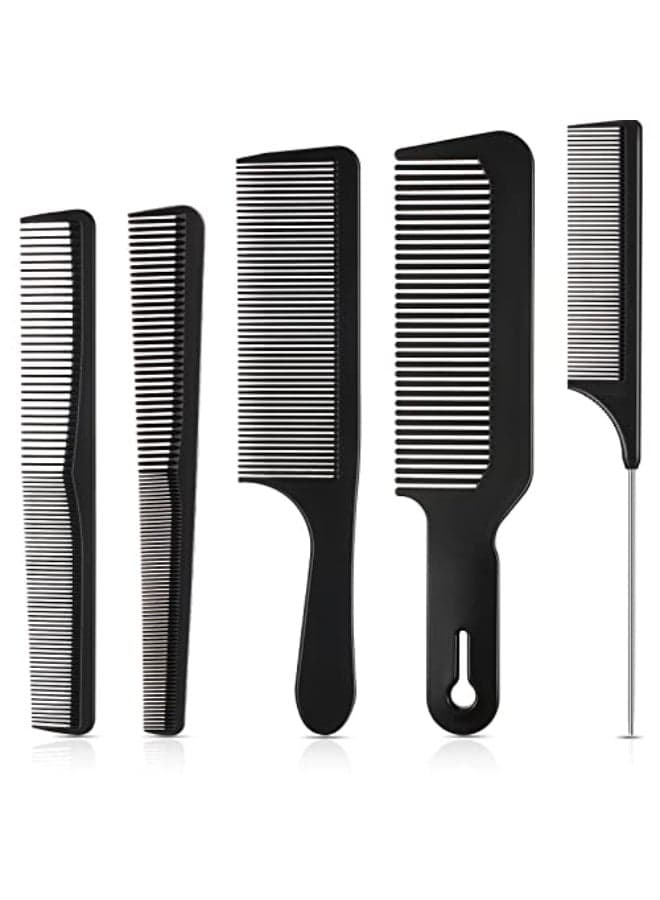 Patelai 5 Pieces Hair Cutting Comb Set Carbon Fiber Barber Comb Hair Styling Combs Fine Teeth Anti Static Heat Resistant Hairdressing Tapered Comb for Men Women