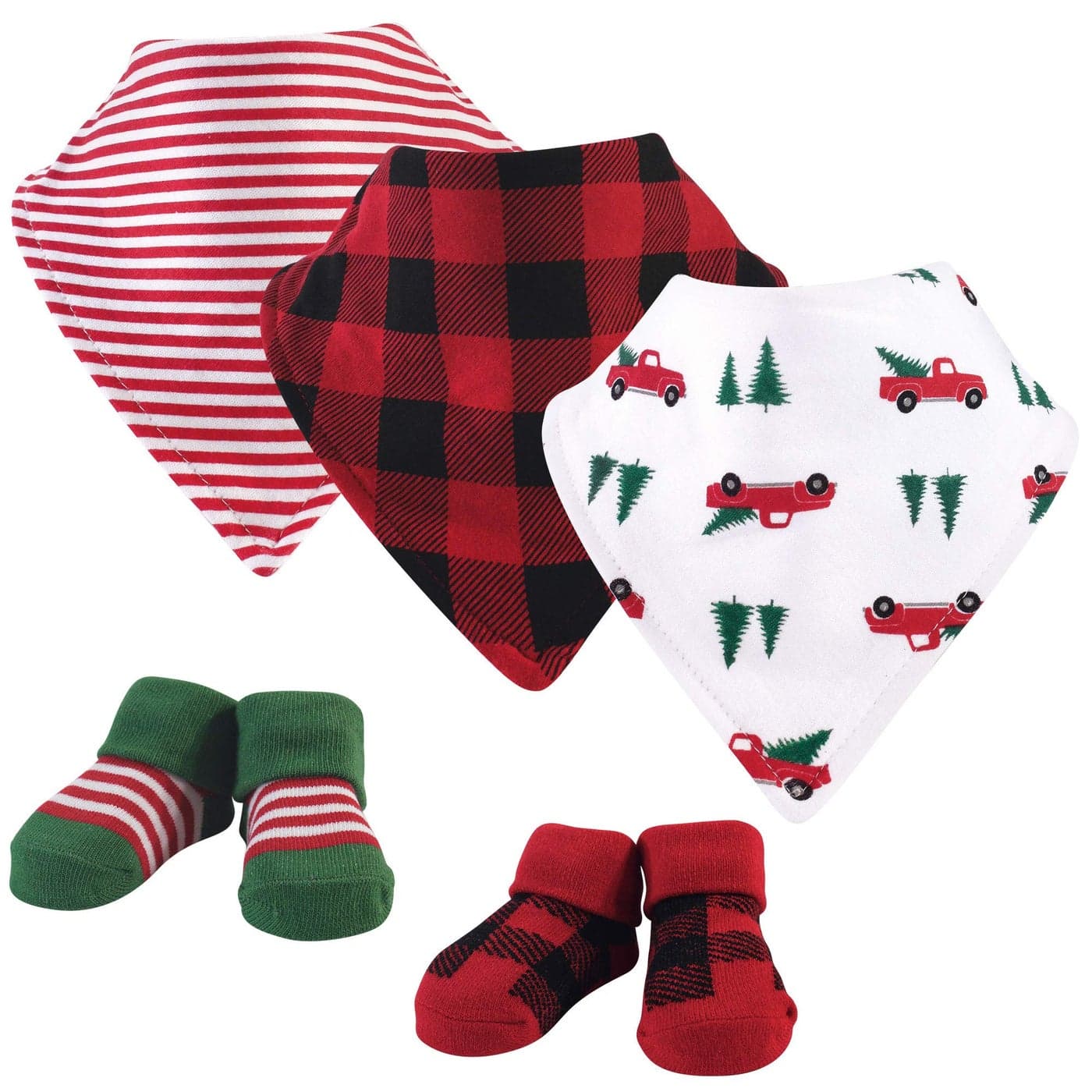 Hudson Baby Unisex Baby Cotton Bib and Sock Set Christmas Tree One Size
