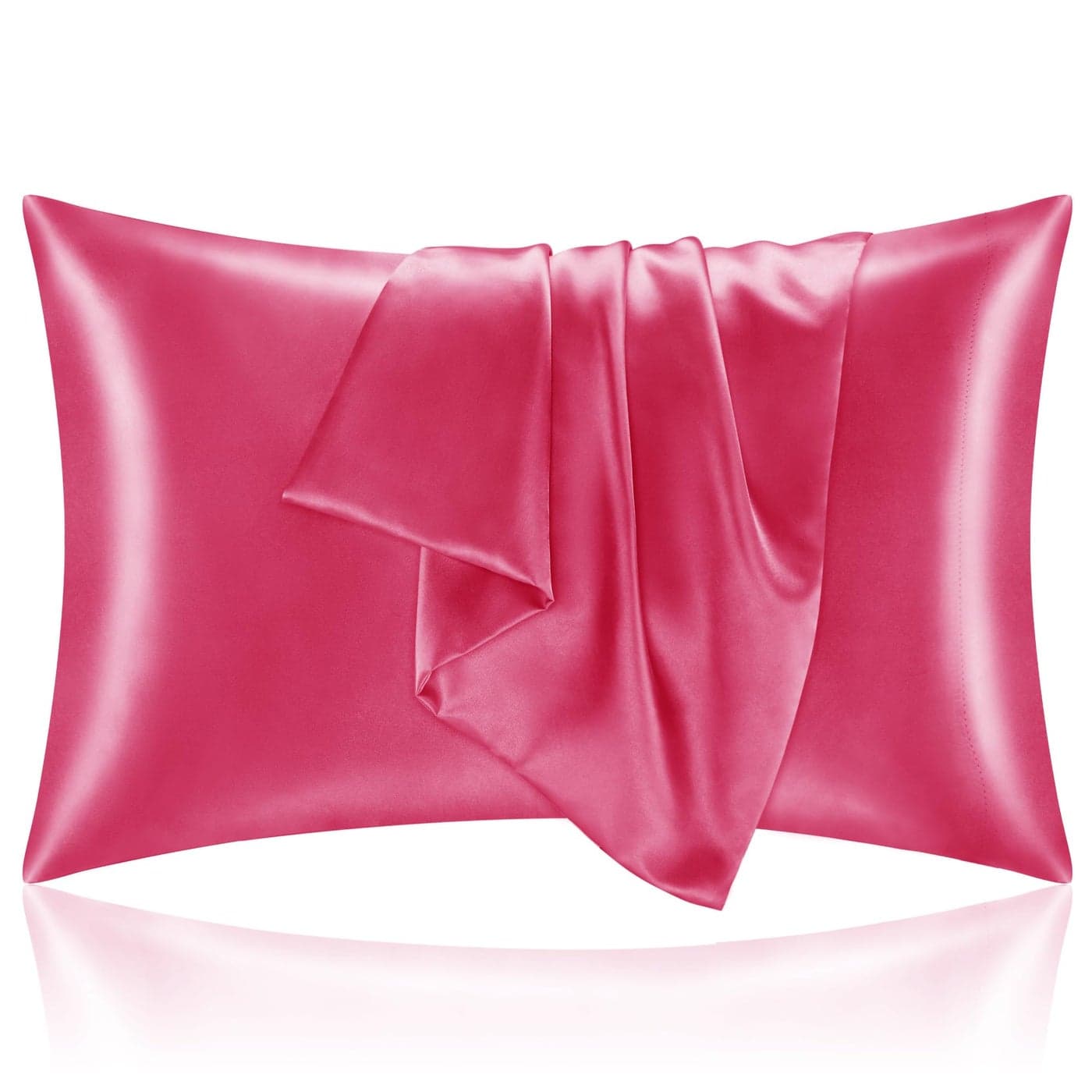BEDELITE Satin Pillowcase for Hair and Skin Super Soft and Cooling Similar to Silk Pillow Cases 2 Pack with Envelope Closure Gift for Women Men20x30 Queen Size Hot Pink