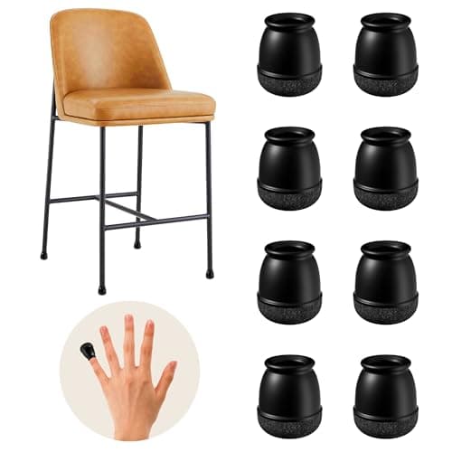 20 Pcs Black Extra Small Skinny Chair Leg Floor Protectors for Hardwood Floors Upgraded Rubber Chair Leg Caps with Felt Round Furniture Leg Feet Covers No Scratches Reduce Noise Fit 0405