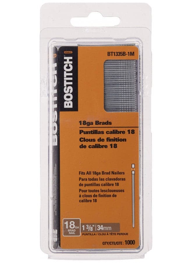 BOSTITCH 18 Gauge Brad Nails, 1-3/8-Inch, 1000 per Box (BT1335B-1M)