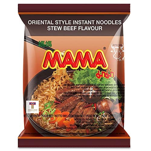 MAMA Noodles Beef Stew Instant Spicy Noodles w/Delicious Thai Flavors, Hot & Spicy Noodles, No Trans Fat w/Fewer Calories Than Deep Fried Noodles 30 Pack