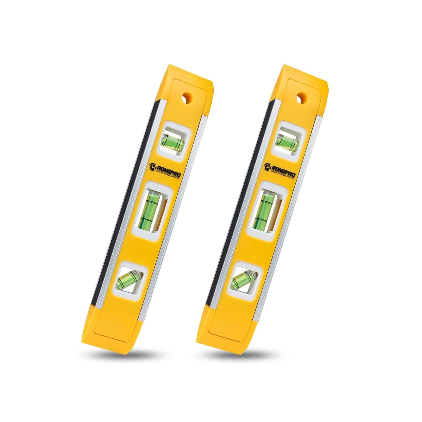 RONGPRO 9 Inch Torpedo Level Magnetic Box Level with 4590180 Bubbles Shock Resistant Bubble Level Tool for Measuring 2 PCS