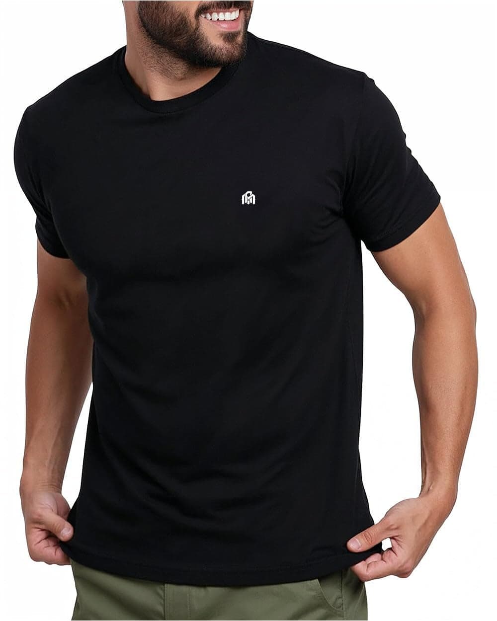 INTO THE AM Men's Logo Basic Tees - Fitted Essential Crewneck Blank T-Shirts Casual Gym Classic Short Sleeve True Fit Fashion Undershirts Tshirts for Guys (Black, X-Large)