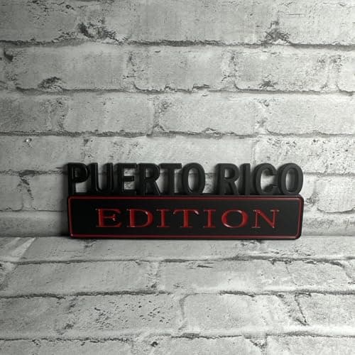 1pack Big Puerto RICO Edition Emblem 3D Badge Decal Car Truck Replacement Compatible with Universal Vehicle Truck SUV Decal Sticker Strong Adhesive 7 inch Long Black Red